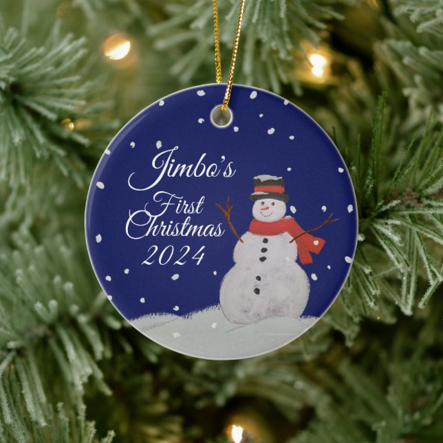 PERSONALISIEREN Sie das erste Weihnachtsfest des B Keramik Ornament (Baum)