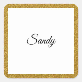Personalisieren Sie das Gold Glitzer Frame Image I Quadratischer Aufkleber