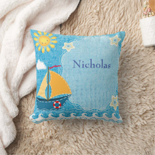 Personalisieren Sie das hellgelbe Sun Blue Segelbo Kissen