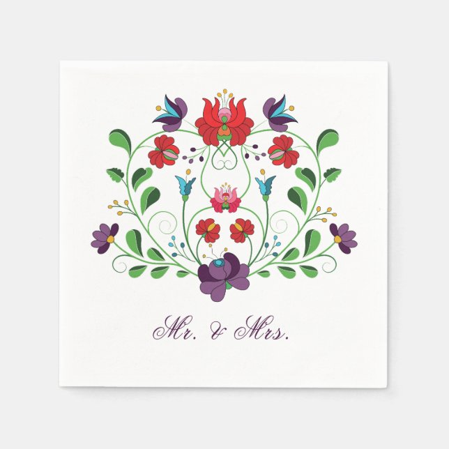 Personalisieren Sie das Herz der Floral-Liebe Serviette (Vorderseite)