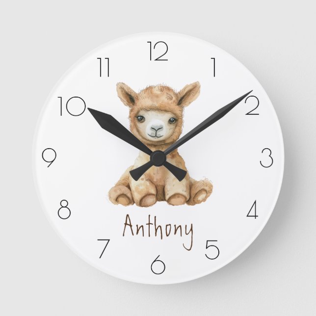 Personalisieren Sie das Kinderzimmer des Watercolo Runde Wanduhr (Vorderseite)