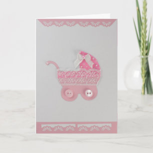 Personalisieren Sie das Mädchen Pink Stroller mit  Karte