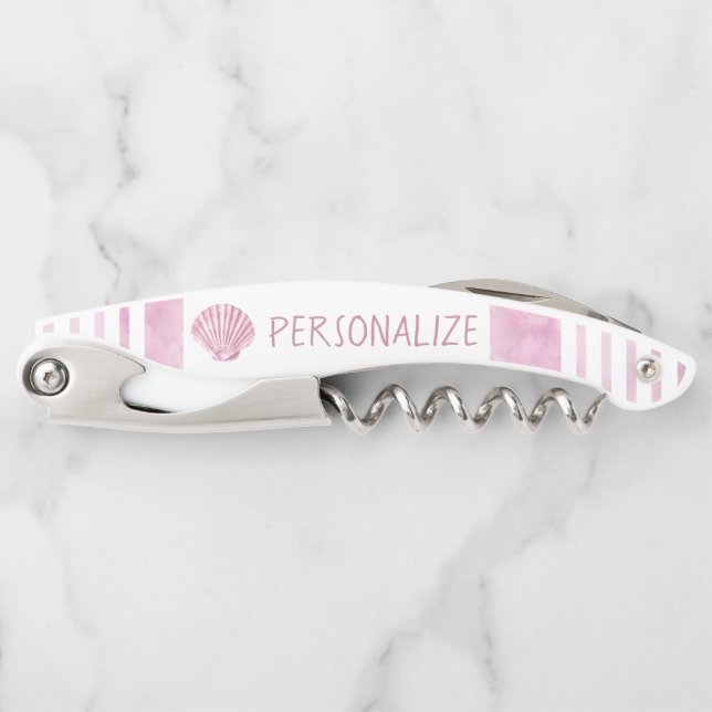 Personalisieren Sie das nautische Rosa Seashell Kellnermesser (Vorderseite)