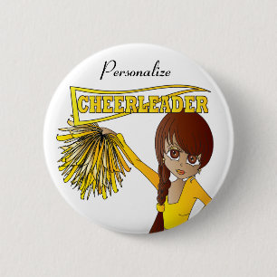 Personalisieren Sie das Niedliche Gelbe Cheerleade Button