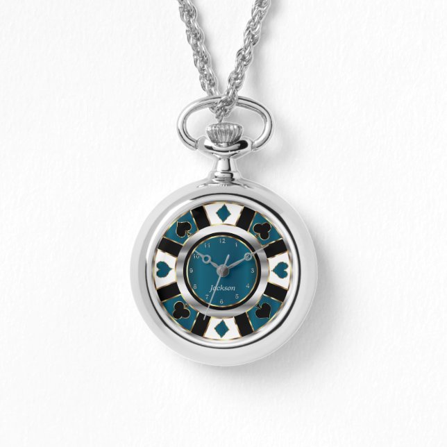Personalisieren Sie das Poker-Spielfeld in Aquamar Armbanduhr (Vorderseite)