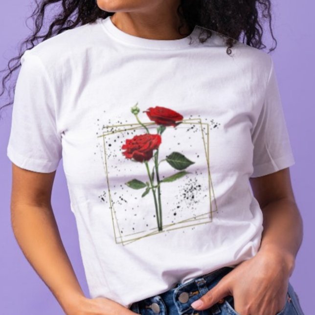 Personalisieren Sie das Shirt der floralen rote Ro (Von Creator hochgeladen)