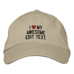 Personalisieren Sie das ! Text-I-Liebe bearbeiten Bestickte Baseballkappe