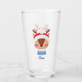 Personalisieren Sie das Weihnachtsschlaf-Rentier-G Glas