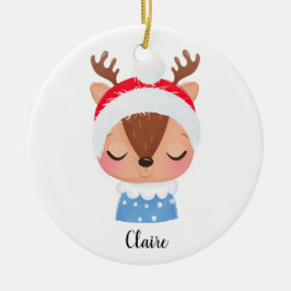 Personalisieren Sie das Weihnachtsschlaf-Rentier-G Keramik Ornament