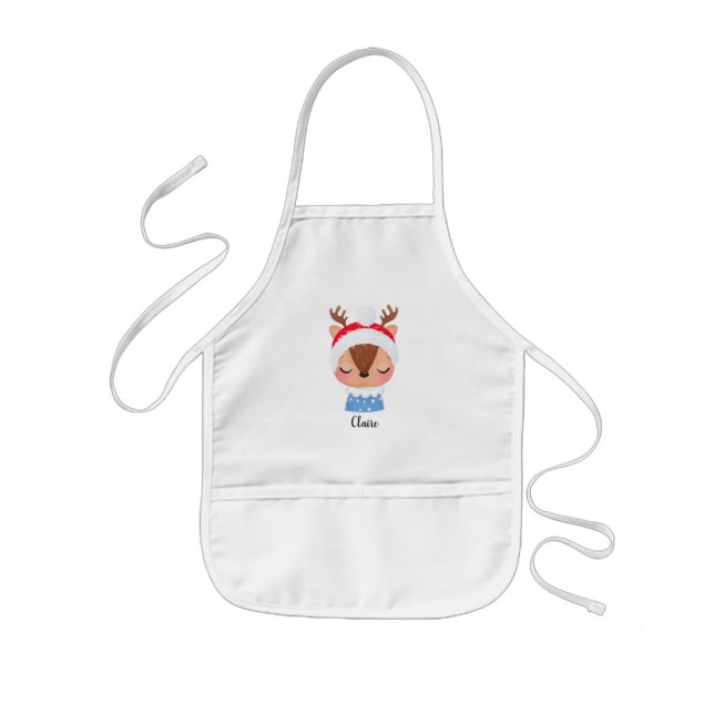 Personalisieren Sie das Weihnachtsschlaf-Rentier-G Kinderschürze (Vorne)