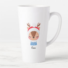 Personalisieren Sie das Weihnachtsschlaf-Rentier-G Milchtasse