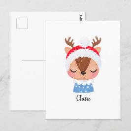 Personalisieren Sie das Weihnachtsschlaf-Rentier-G Postkarte