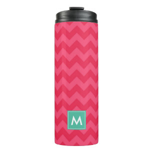 Personalisieren Sie das Zickzack Monogramm Preppy Thermosbecher
