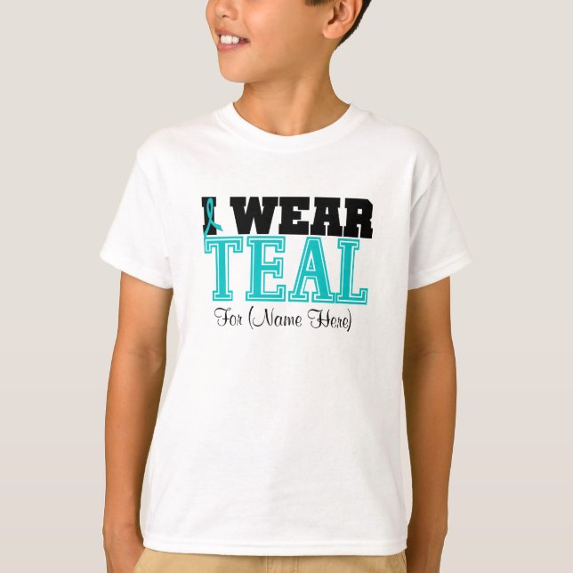Personalisieren Sie, dass ich Aquamarinen Ovarialk T-Shirt (Vorderseite)