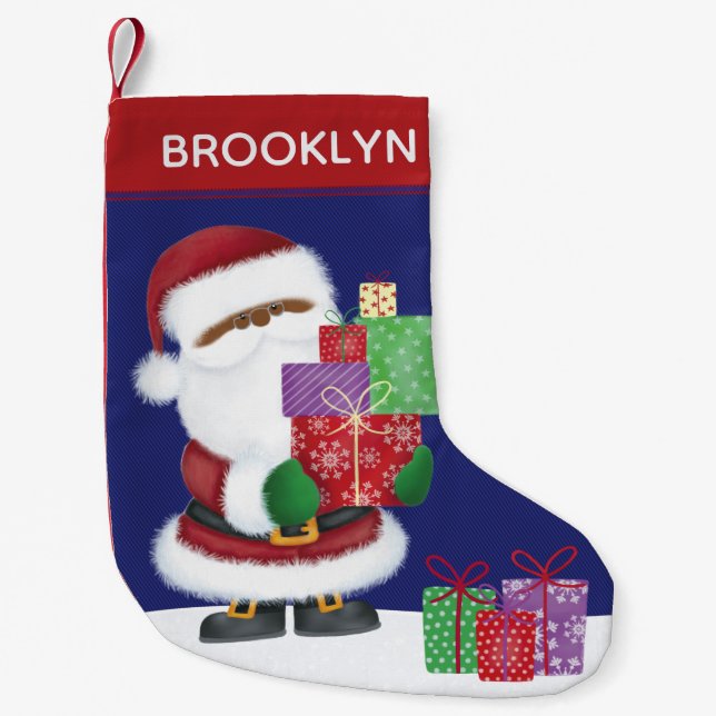 Personalisieren Sie den afrikanischen Santa Americ Kleiner Weihnachtsstrumpf (Vorderseite)
