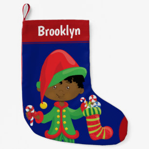 Personalisieren Sie den afroamerikanischen Weihnac Kleiner Weihnachtsstrumpf