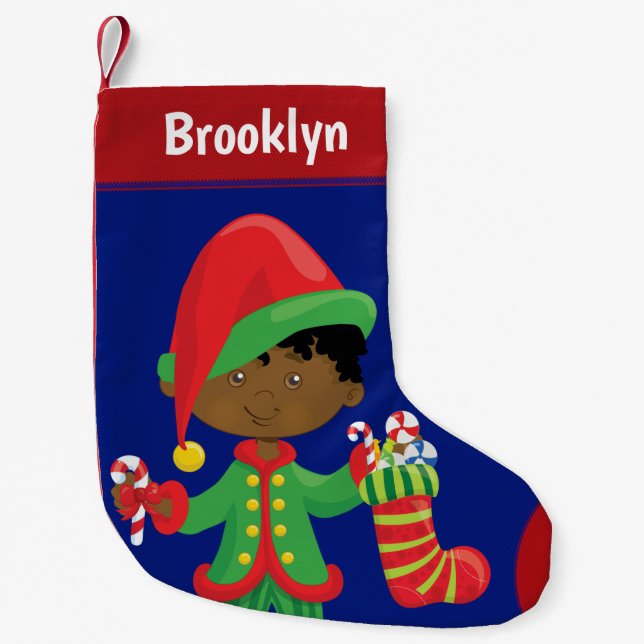 Personalisieren Sie den afroamerikanischen Weihnac Kleiner Weihnachtsstrumpf (Vorderseite)