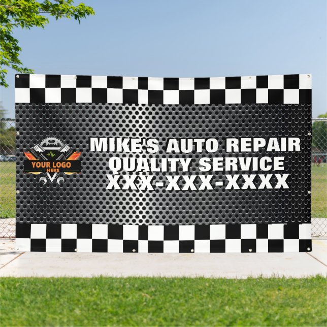 Personalisieren Sie den Auto-Reparaturshop mit Ihr Banner (Außenbereich)