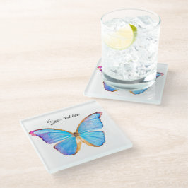 Personalisieren Sie den BLUE BUTTERFLY-Untersetzer Glasuntersetzer