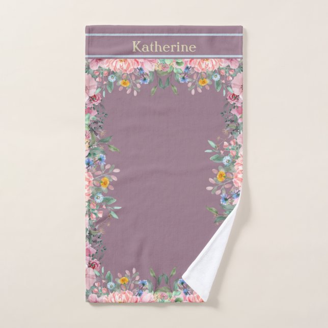 Personalisieren Sie den Blumengrenzenberg Pink Handtuch (Handtuch)