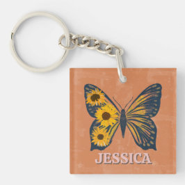 Personalisieren Sie den Butterfly-Akryllischen Sch Schlüsselanhänger