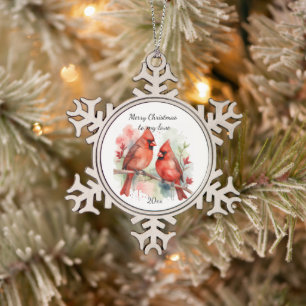 Personalisieren Sie den datierten Kardinal für mei Schneeflocken Zinn-Ornament