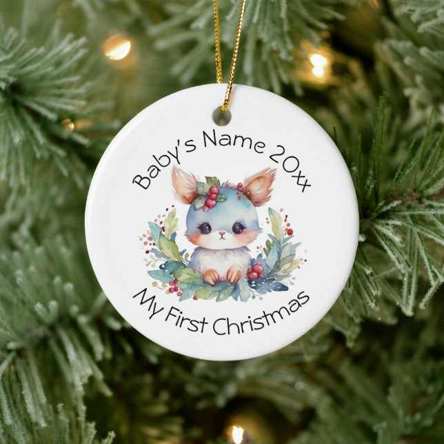 Personalisieren Sie den ersten Weihnachtsnamen und Keramik Ornament (Baum)