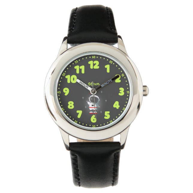 Personalisieren Sie den grauen Astronauten lernen, Armbanduhr (Vorderseite)
