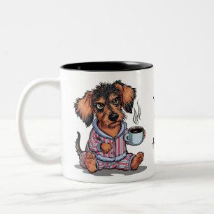 Personalisieren Sie den Grumpy Puppy Coffee Dackel Zweifarbige Tasse