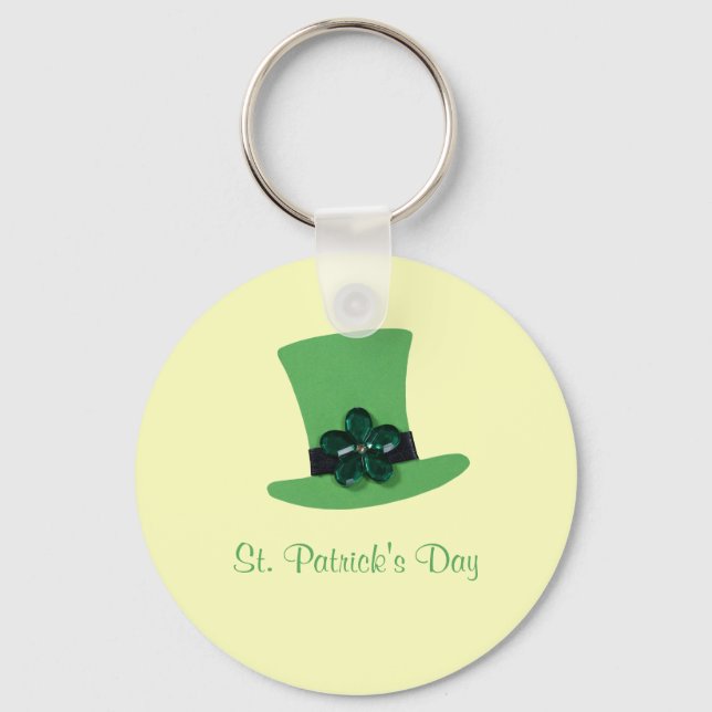 Personalisieren Sie den grünen Hut für St. Patrick Schlüsselanhänger (Vorderseite)