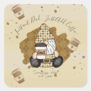 Personalisieren Sie den Kaffee Lover Vater VINTA Quadratischer Aufkleber