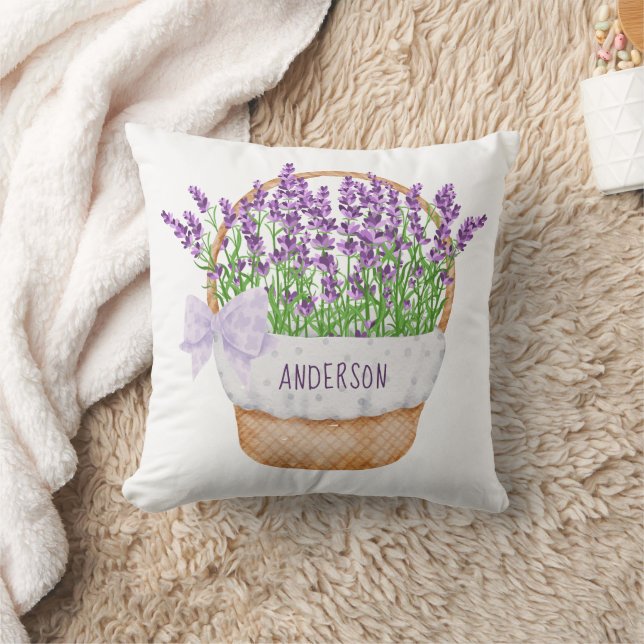 Personalisieren Sie den Lila grünen Korb von Laven Kissen (Decke)