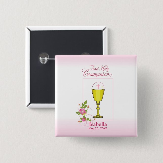 Personalisieren Sie den Mädchennamen Rosa erste he Button (Vorne & Hinten)