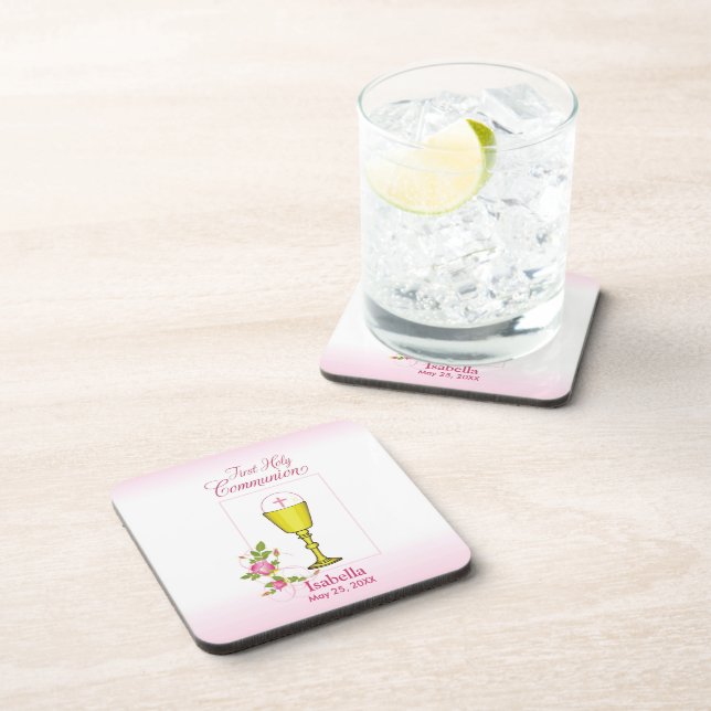 Personalisieren Sie den Mädchennamen Rosa erste he Getränkeuntersetzer (Rechte Seite)