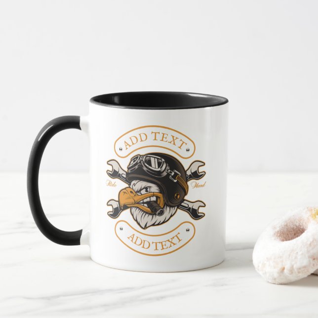 Personalisieren Sie den Motorrad-Eagle-Wrenches-Ka Tasse (Mit Donut)