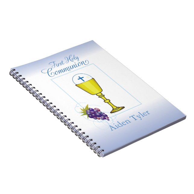 Personalisieren Sie den Namen Boy First Communion  Notizblock (Rechte Seite)