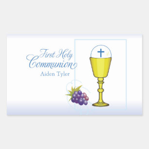 Personalisieren Sie den Namen Boy First Communion  Rechteckiger Aufkleber
