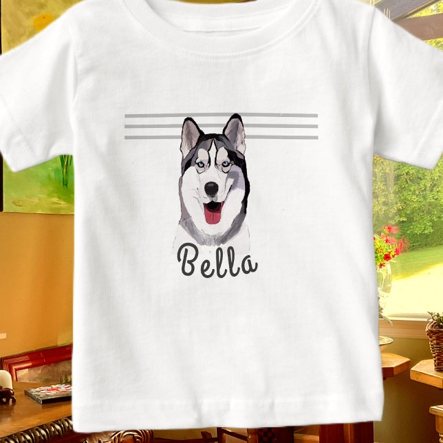 Personalisieren Sie den Namen Husky Multimedia Bab Baby T-shirt (Von Creator hochgeladen)