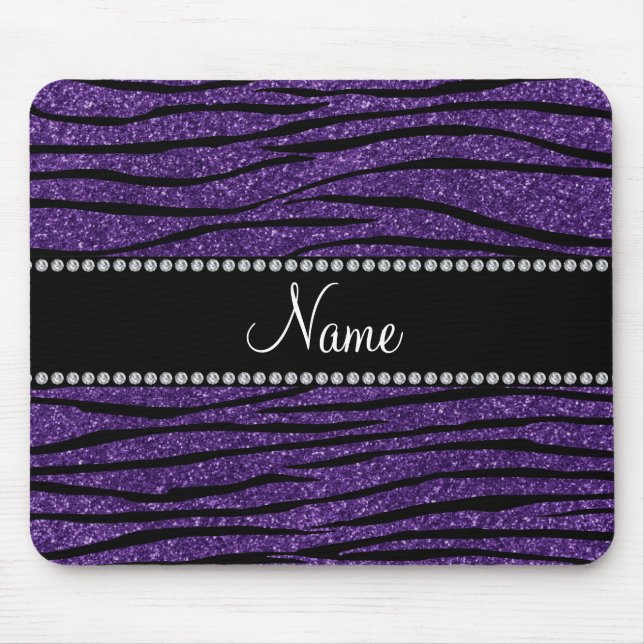 Personalisieren Sie den Namen lila Glitzer zebra s Mousepad (Vorne)