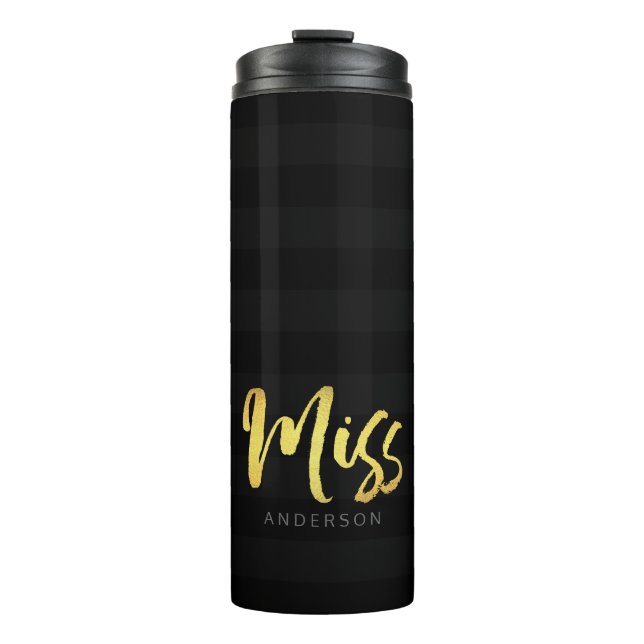 Personalisieren Sie den Namen Miss Imitats Gold un Thermosbecher (Vorderseite)