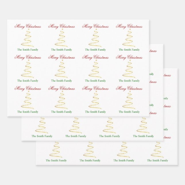Personalisieren Sie den Namen Modernes Weihnachtsb Geschenkpapier Set (Set)