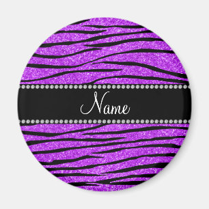 Personalisieren Sie den Namen neon lila Glitzer ze Magnet