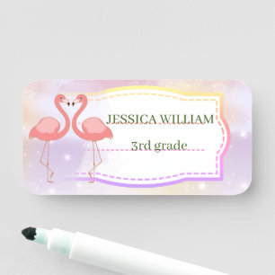 Personalisieren Sie den Namen Niedlich Flamingo, z Namensschild