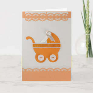 Personalisieren Sie den Orange-Babywagen mit weiße Karte