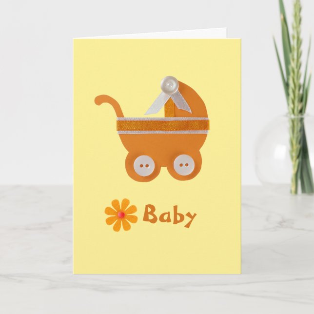 Personalisieren Sie den Orange-Babywagen mit weiße Karte (Vorderseite)