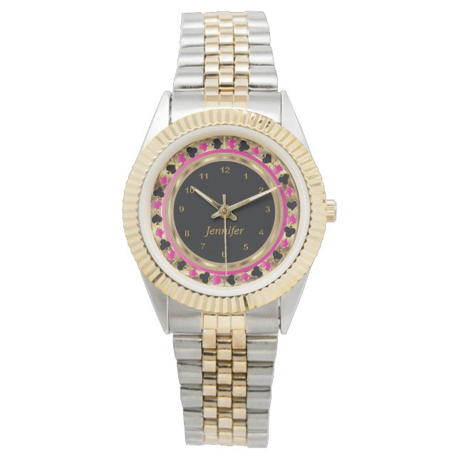 Personalisieren Sie den Poker in Rosa Armbanduhr (Vorderseite)