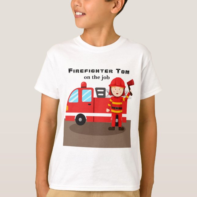 Personalisieren Sie den Red Fire Motor Feuerwehrma T-Shirt (Vorderseite)