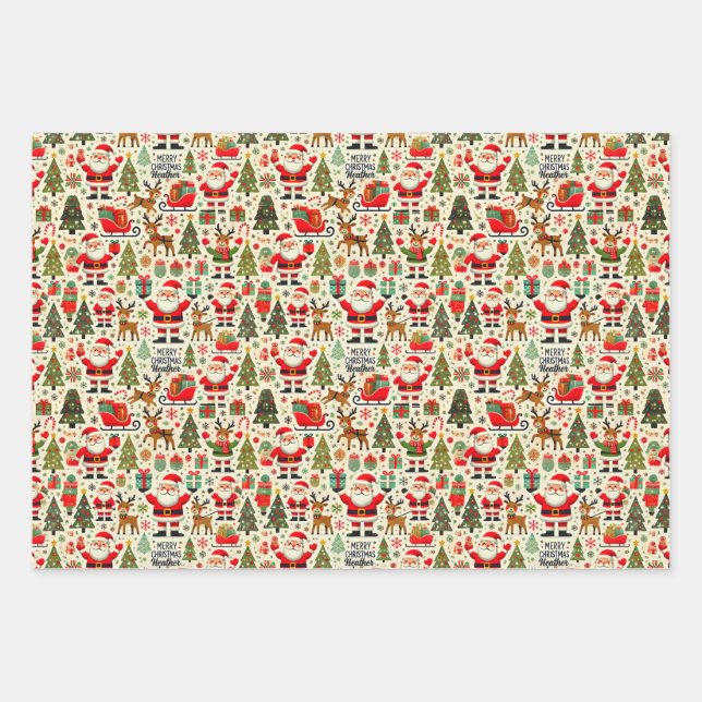 Personalisieren Sie den Santa Claus Rudolph Red No Geschenkpapier Set (Vorderseite)