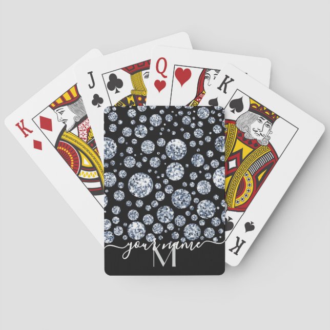 Personalisieren Sie den Silver Diamond Bling Krist Spielkarten (Rückseite)