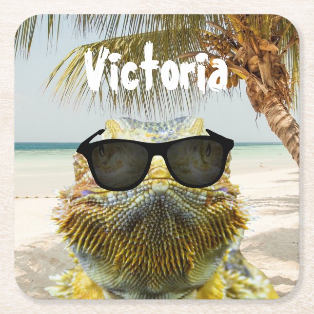 Personalisieren Sie den Sommerstrand Rechteckiger Pappuntersetzer (Vorderseite)